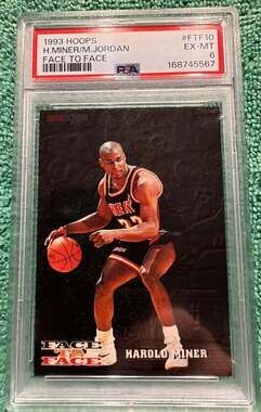 1993 Hoops H. Miner/M. Jordan Face to Face PSA 6 Trading Card
